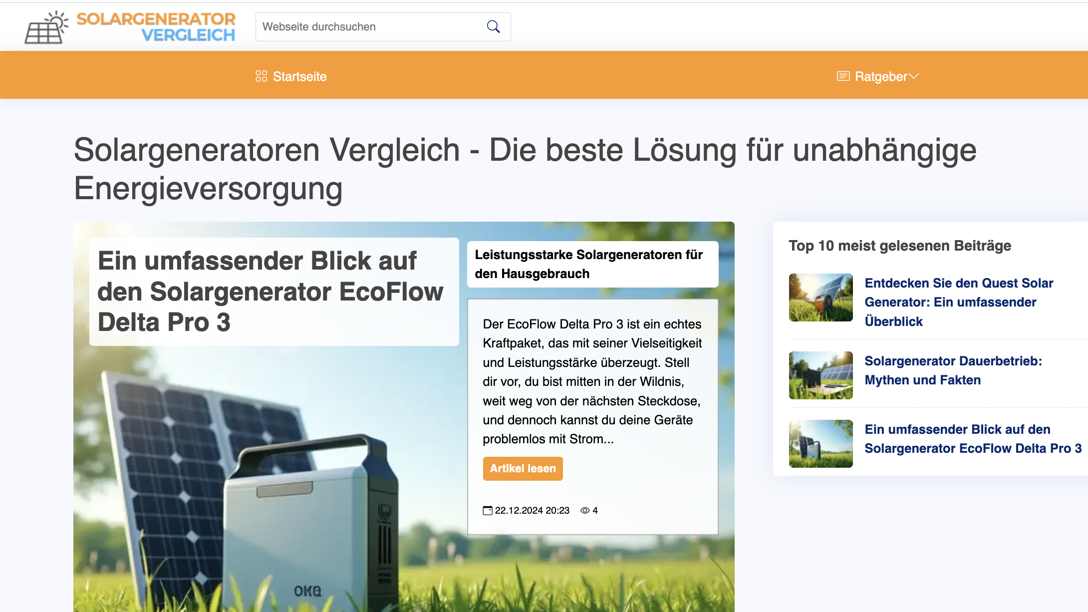 Solargenerator Vergleich
